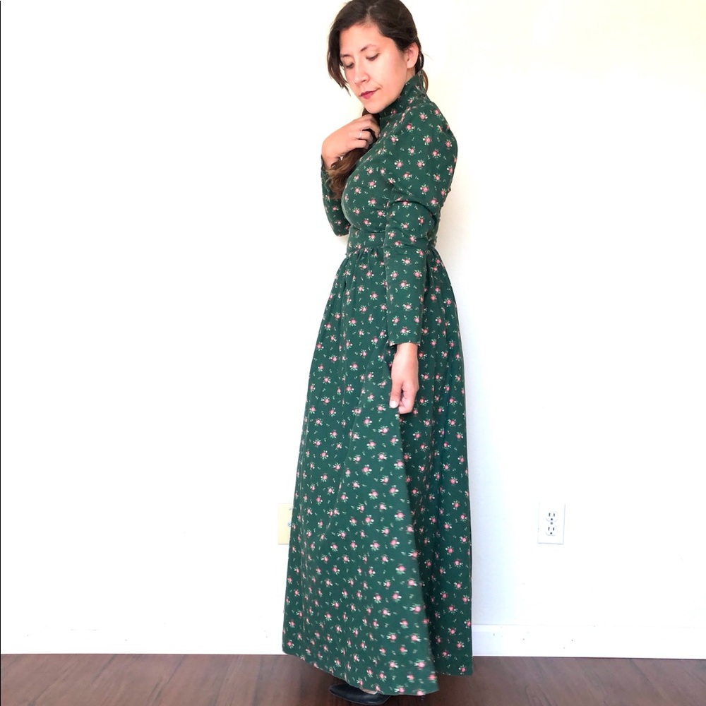 Vintage Cottagecore Floral Green Dress - Picture 2 of 6